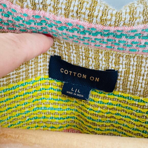 NWT Cotton On Striped Woven Button Front Shirt Size L Relaxed Fit - Picture 4 of 11